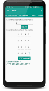 The Math App matrix determinant calculator