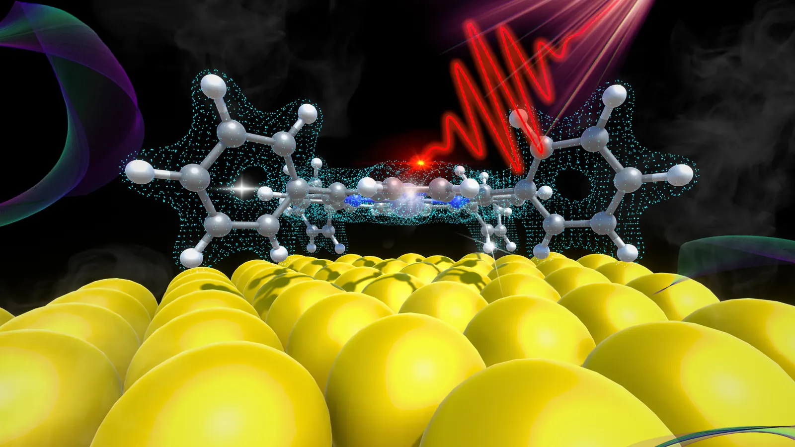 Electronic dynamics at a molecular thin film